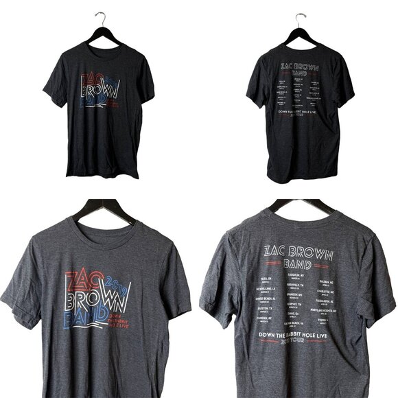 2019 Zac Brown Band T Shirt Gray Large L Graphic Tee Cotton Short Sleeve Solid - Picture 1 of 16